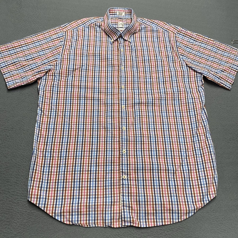 Peter Millar Shirt Mens XL Multicolor Check Short‎ Sleeve Button Down Casual